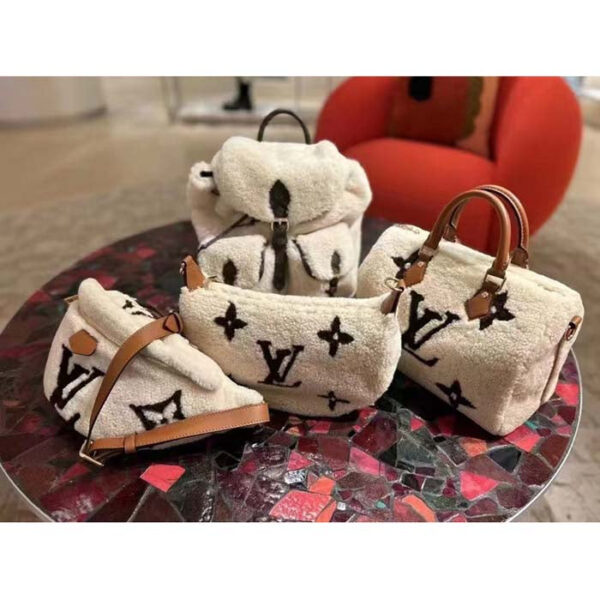Louis Vuitton LV Women SKI Speedy Bandoulière 25 Cream/Brown Shearling Cowhide-Leather - Image 9