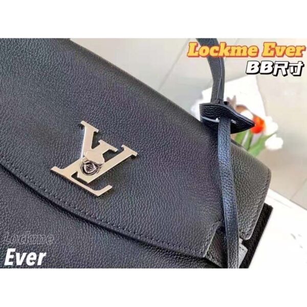 Louis Vuitton LV Women Lockme Ever BB Handbag Black Soft Calfskin - Image 8