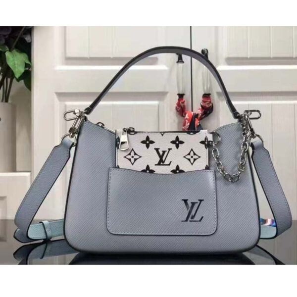 Louis Vuitton LV Women Marelle Handbag Blue Epi Grained Cowhide Leather Canvas - Image 2