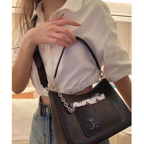 Louis Vuitton LV Women Marelle Handbag Quartz Black Epi Grained Cowhide Canvas - Image 13