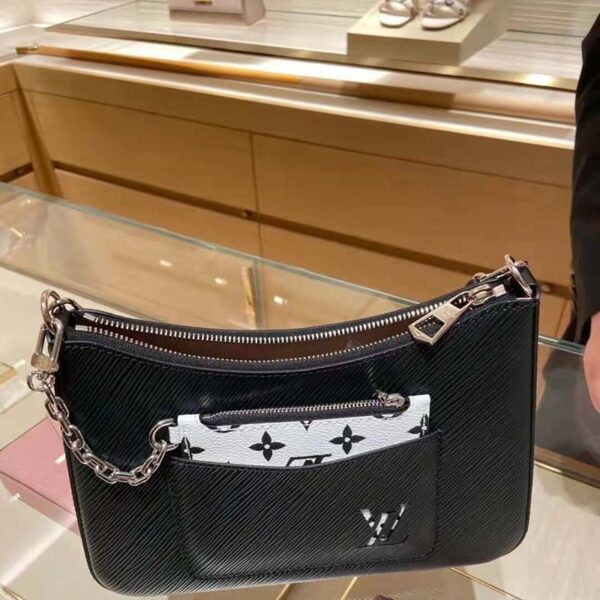 Louis Vuitton LV Women Marelle Handbag Quartz Black Epi Grained Cowhide Canvas - Image 3