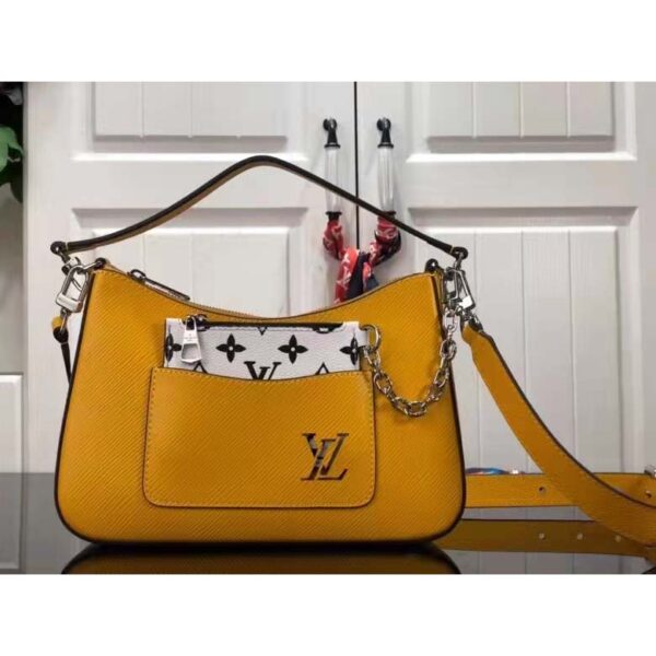 Louis Vuitton LV Women Marelle Handbag Yellow Epi Grained Cowhide Leather Canvas - Image 2