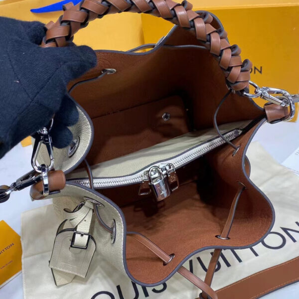 Louis Vuitton LV Women Muria Bucket Bag Crème Beige Mahina Perforated Calf Leather - Image 8