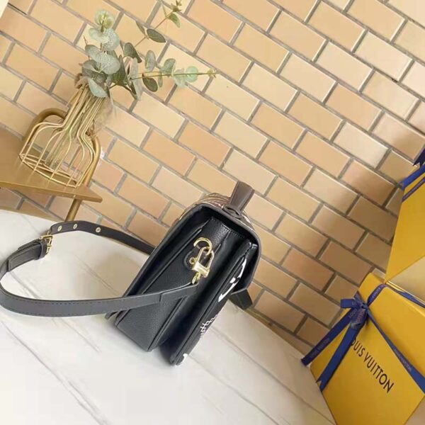 Louis Vuitton LV Women Pochette Metis Bag Black Embroidered Embossed Supple Grained Cowhide - Image 5