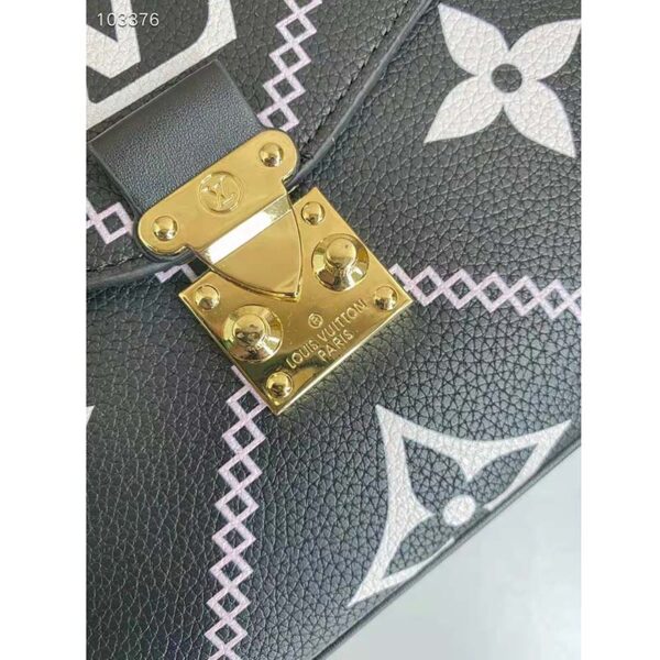 Louis Vuitton LV Women Pochette Metis Bag Black Embroidered Embossed Supple Grained Cowhide - Image 8