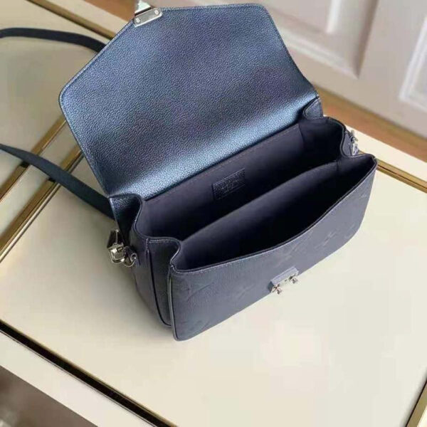 Louis Vuitton LV Women Pochette Metis Bag Navy Nacre Embossed Grained Cowhide Leather - Image 7