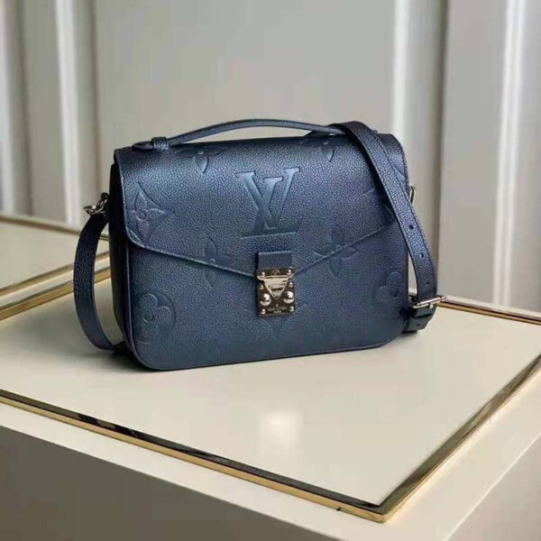 Louis Vuitton LV Women Pochette Metis Bag Navy Nacre Embossed Grained Cowhide Leather - Image 3