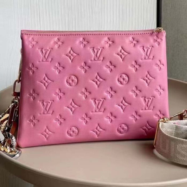 Louis Vuitton LV Women Coussin PM Handbag Rose Bonbon Pink Lambskin Cowhide Leather - Image 3