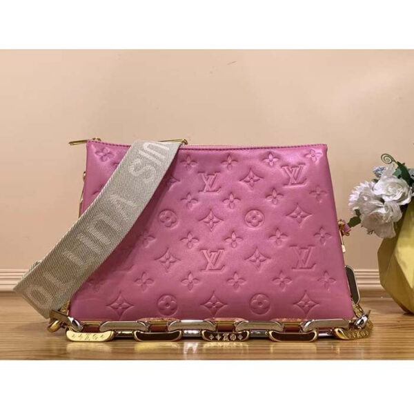 Louis Vuitton LV Women Coussin PM Handbag Rose Bonbon Pink Lambskin Zip Closure - Image 2