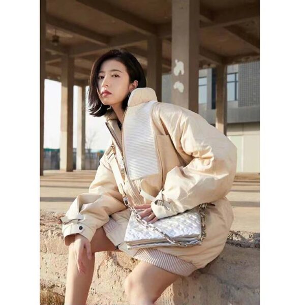 Louis Vuitton LV Women Coussin PM Handbag Silver Lambskin Cowhide Lining - Image 11