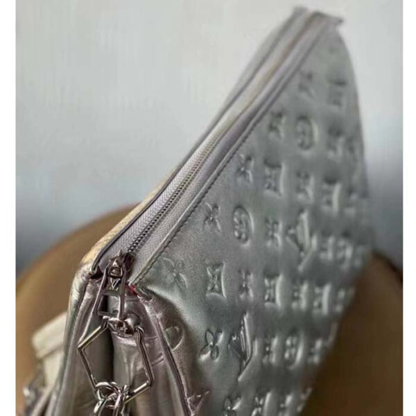 Louis Vuitton LV Women Coussin PM Handbag Silver Lambskin Cowhide Lining - Image 5