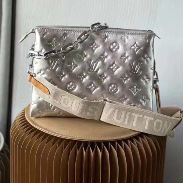 Louis Vuitton LV Women Coussin PM Handbag Silver Lambskin Cowhide Lining - Image 2