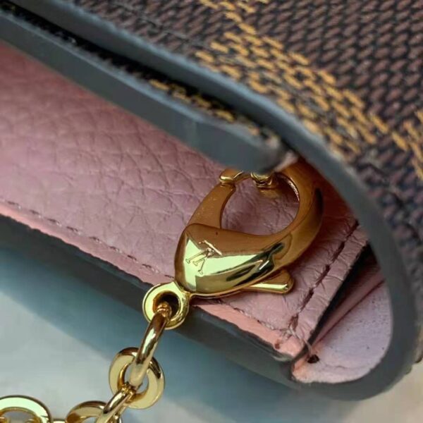 Louis Vuitton LV Women Croisette Chain Wallet Magnolia Pink Damier Ebene Coated Canvas - Image 11