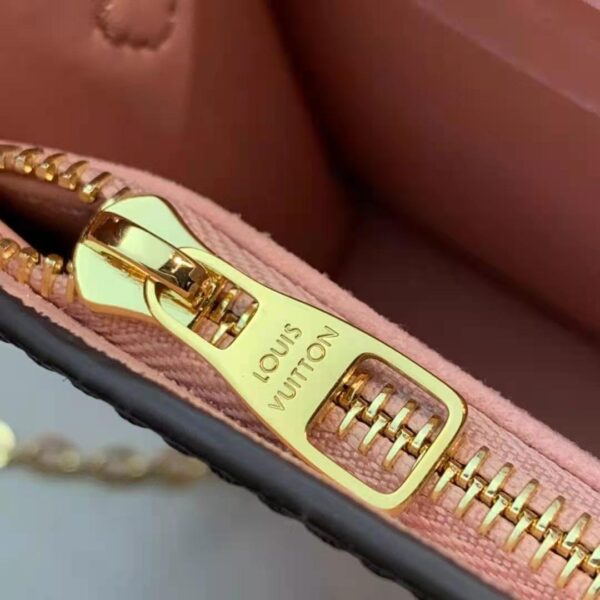 Louis Vuitton LV Women Croisette Chain Wallet Magnolia Pink Damier Ebene Coated Canvas - Image 12