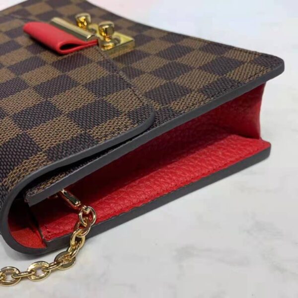Louis Vuitton LV Women Croisette Chain Wallet Scarlet Red Damier Ebene Coated Canvas - Image 7