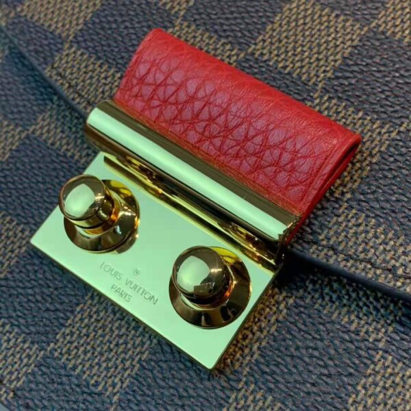 Louis Vuitton LV Women Croisette Chain Wallet Scarlet Red Damier Ebene Coated Canvas - Image 11