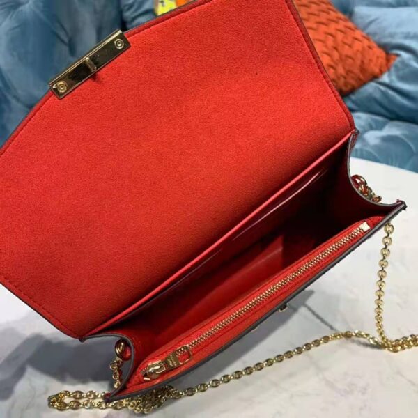 Louis Vuitton LV Women Croisette Chain Wallet Scarlet Red Damier Ebene Coated Canvas - Image 9