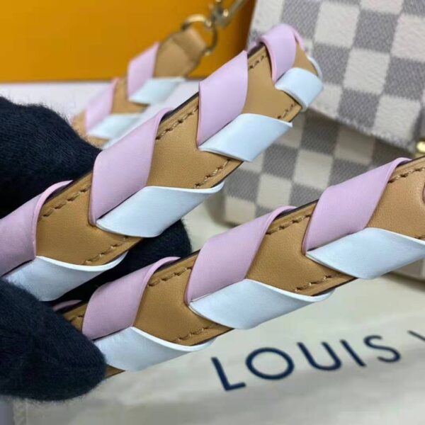 Louis Vuitton LV Women Croisette Hand Bag Pink Damier Azur Coated Canvas - Image 12