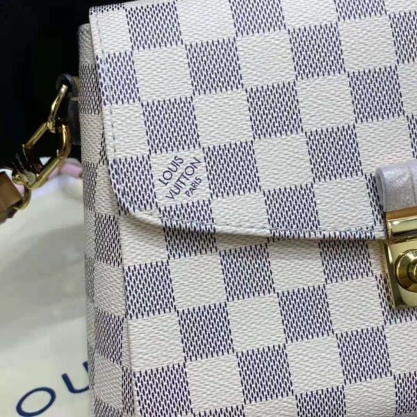 Louis Vuitton LV Women Croisette Hand Bag Pink Damier Azur Coated Canvas - Image 11