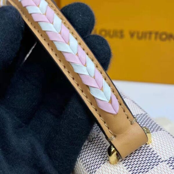 Louis Vuitton LV Women Croisette Hand Bag Pink Damier Azur Coated Canvas - Image 16