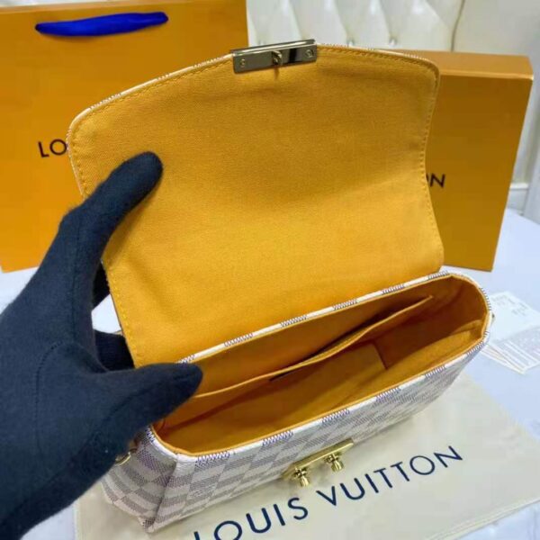 Louis Vuitton LV Women Croisette Hand Bag Pink Damier Azur Coated Canvas - Image 9