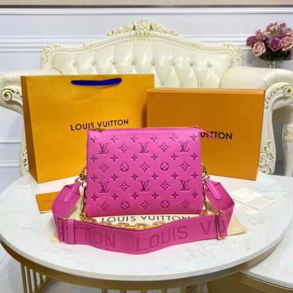 Louis Vuitton LV Women Cruissin PM Handbag Pink Purple Monogram Embossed Puffy Lambskin - Image 5