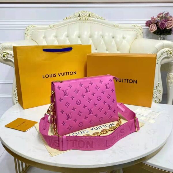 Louis Vuitton LV Women Cruissin PM Handbag Pink Purple Monogram Embossed Puffy Lambskin - Image 6