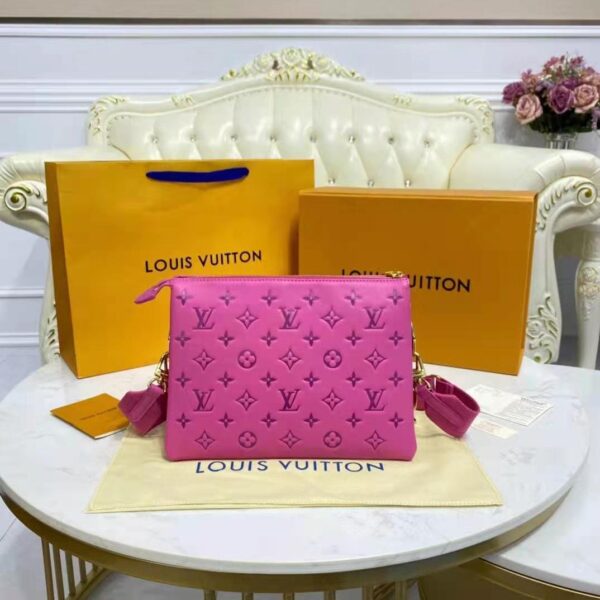 Louis Vuitton LV Women Cruissin PM Handbag Pink Purple Monogram Embossed Puffy Lambskin - Image 7