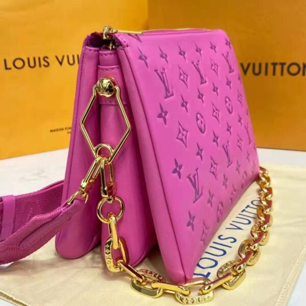 Louis Vuitton LV Women Cruissin PM Handbag Pink Purple Monogram Embossed Puffy Lambskin - Image 8
