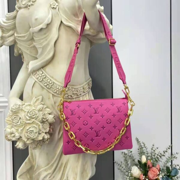 Louis Vuitton LV Women Cruissin PM Handbag Pink Purple Monogram Embossed Puffy Lambskin - Image 2