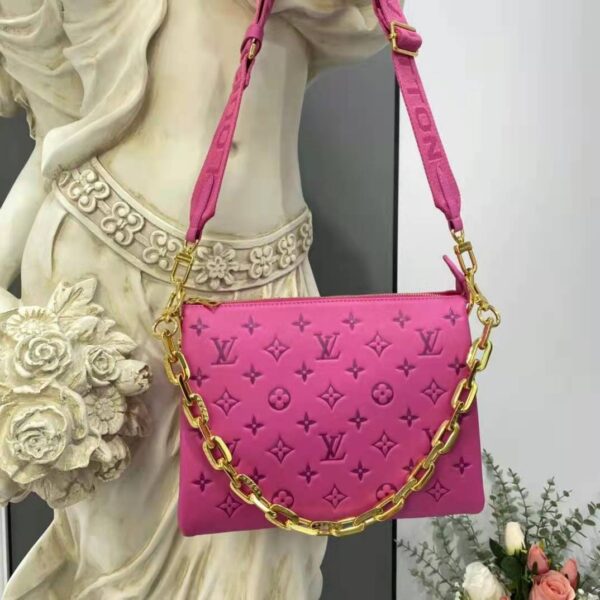 Louis Vuitton LV Women Cruissin PM Handbag Pink Purple Monogram Embossed Puffy Lambskin - Image 3