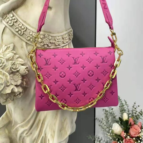 Louis Vuitton LV Women Cruissin PM Handbag Pink Purple Monogram Embossed Puffy Lambskin - Image 4