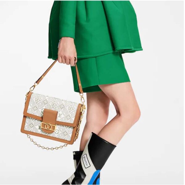 Louis Vuitton LV Women Dauphine MM Handbag Ecru Caramel Since 1854 Jacquard - Image 11