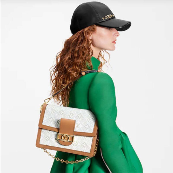Louis Vuitton LV Women Dauphine MM Handbag Ecru Caramel Since 1854 Jacquard - Image 10