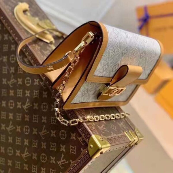 Louis Vuitton LV Women Dauphine MM Handbag Ecru Caramel Since 1854 Jacquard - Image 4