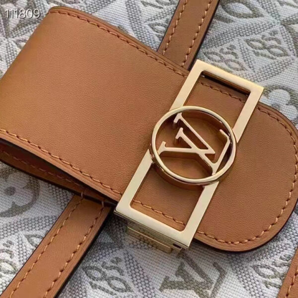 Louis Vuitton LV Women Dauphine MM Handbag Ecru Caramel Since 1854 Jacquard - Image 6