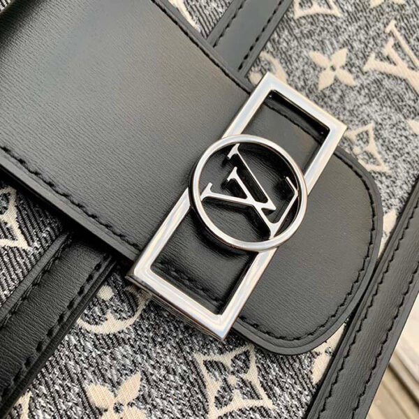 Louis Vuitton LV Women Dauphine MM Handbag Gray Denim Textile Jacquard - Image 8