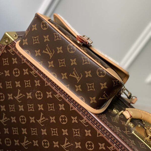 Louis Vuitton LV Women Diane Handbag Beige Brown Monogram Coated Canvas Shearling - Image 5