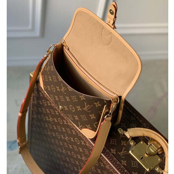 Louis Vuitton LV Women Diane Handbag Beige Brown Monogram Coated Canvas Shearling - Image 6