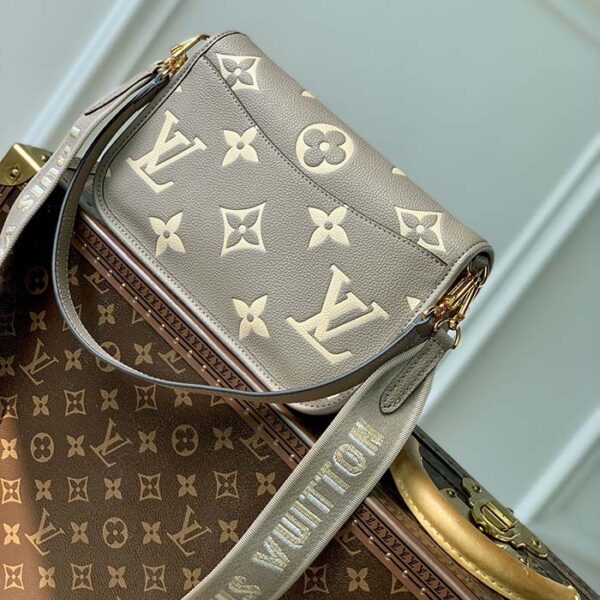 Louis Vuitton LV Women Diane Tourterelle Beige Cream Monogram Empreinte Embossed Cowhide Leather - Image 5