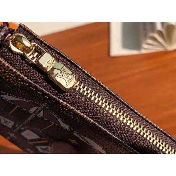 Louis Vuitton LV Women Double Zip Pochette in Monogram Coated Canvas - Image 8