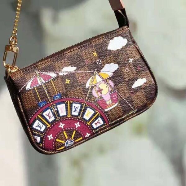 Louis Vuitton LV Women Double Zip Pochette in Monogram Coated Canvas - Image 2