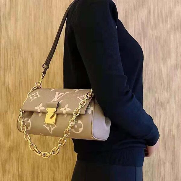 Louis Vuitton LV Women Favorite Tourterelle Gray Cream Monogram Empreinte Embossed Supple Grained Cowhide - Image 11