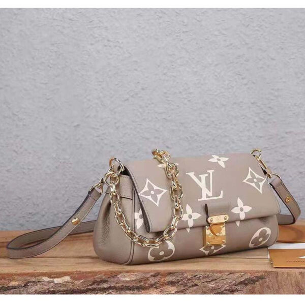 Louis Vuitton LV Women Favorite Tourterelle Gray Cream Monogram Empreinte Embossed Supple Grained Cowhide - Image 4