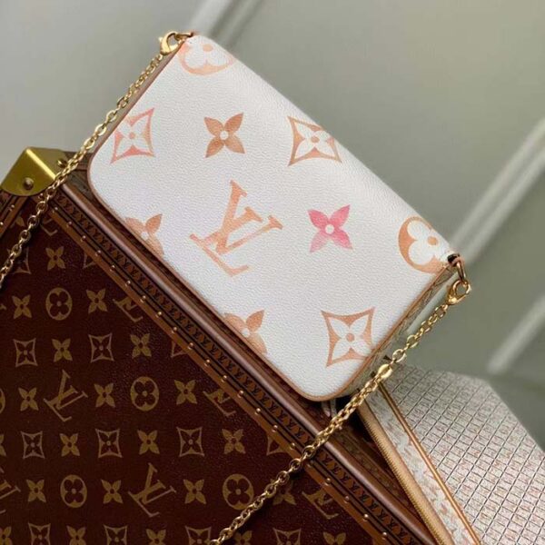 Louis Vuitton LV Women Félicie Pochette Beige Monogram Coated Canvas Microfiber Lining - Image 3