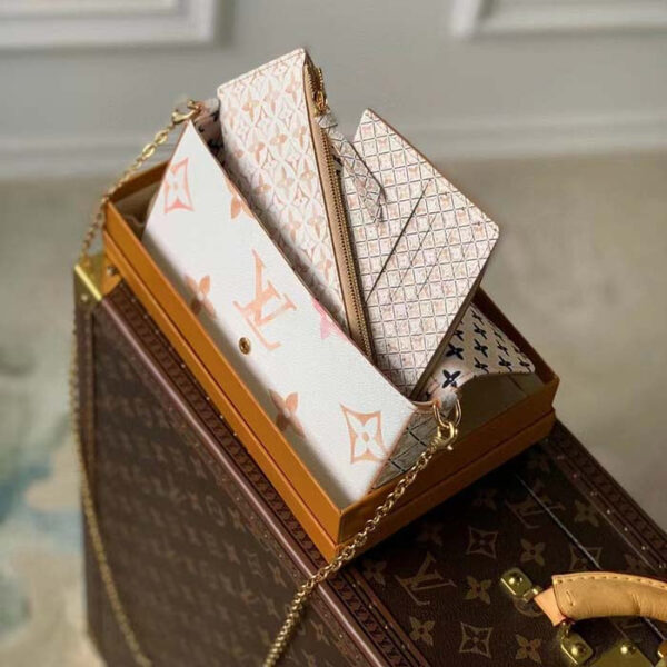 Louis Vuitton LV Women Félicie Pochette Beige Monogram Coated Canvas Microfiber Lining - Image 5