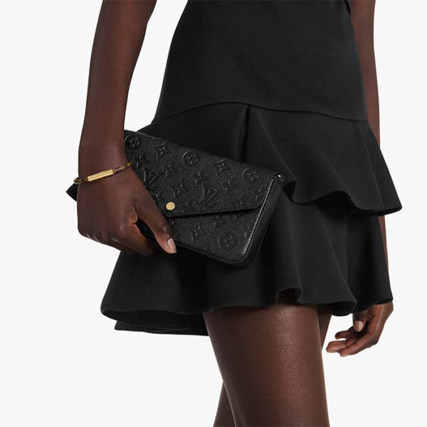 Louis Vuitton LV Women Félicie Pochette Black Monogram Empreinte Embossed Supple Grained Cowhide - Image 12