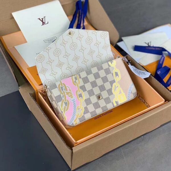Louis Vuitton LV Women Félicie Pochette Damier Azur Coated Canvas Cotton - Image 3