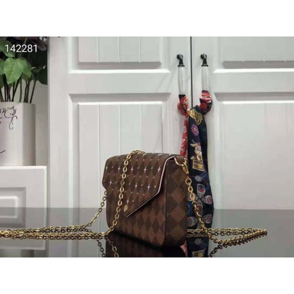 Louis Vuitton LV Women Félicie Pochette Damier Ebene Coated Canvas Pink Monogram Flowers - Image 2