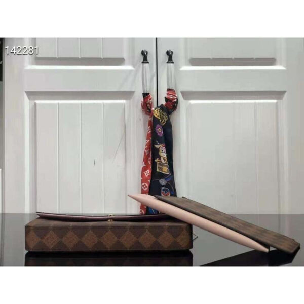 Louis Vuitton LV Women Félicie Pochette Damier Ebene Coated Canvas Pink Monogram Flowers - Image 5